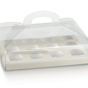 Caixa Transparente + Fundo Branco 12 Quadrados 24,5x18x9,5cm