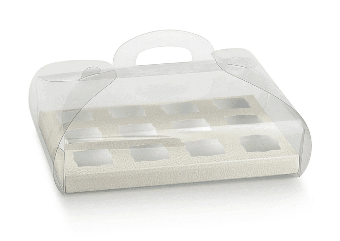 Caixa Transparente + Fundo Branco 12 Quadrados 24,5x18x9,5cm - Image 1