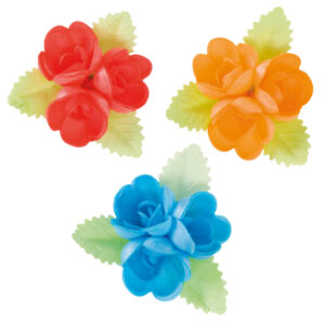 Dekora Rosas Cores Sortidas c/ Folhas 6.5cm c/3