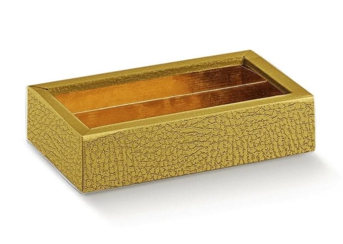 Caixa Pele Ouro com Separador 14,5x7,5x3,5 cm - Image 1