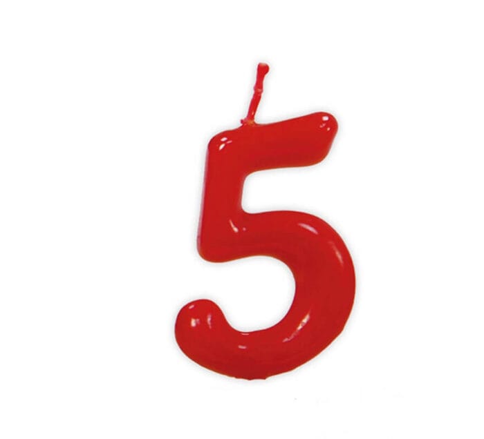 Vela Aniversário Pequeno Vermelho Número 5 - Image 1