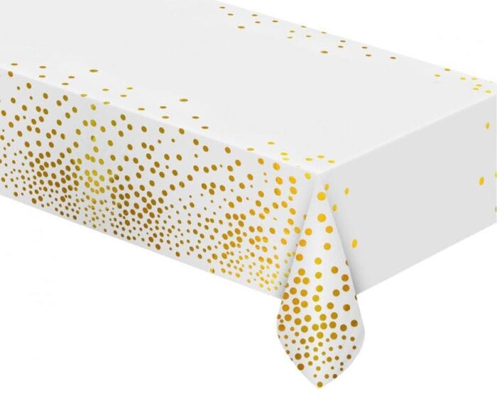 Toalha Branca com Bolinhas Douradas 137x183cm - Image 1