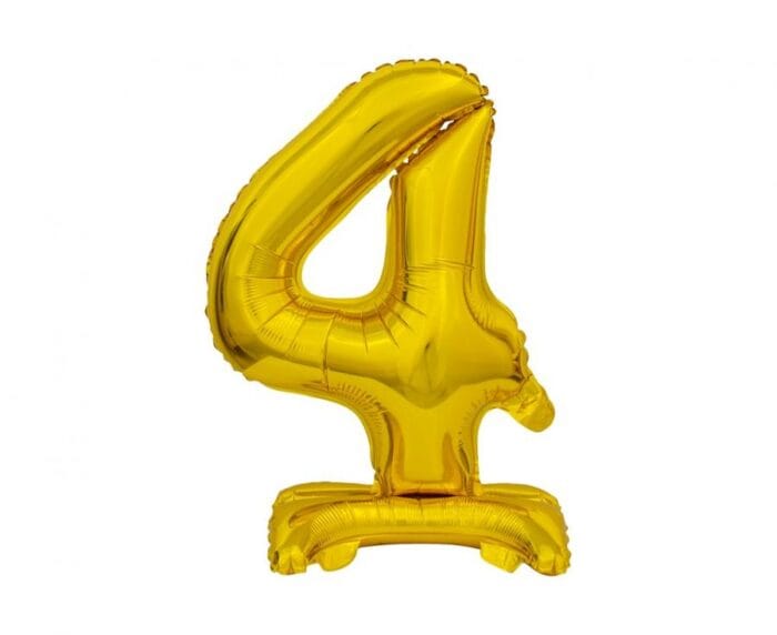 Balão de Pé Foil Número 4 Dourado 38cm - Image 1