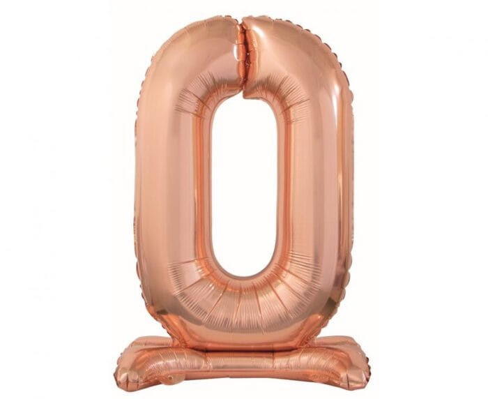 Balão de Pé Foil Número 0 Rosa Gold 74cm - Image 1