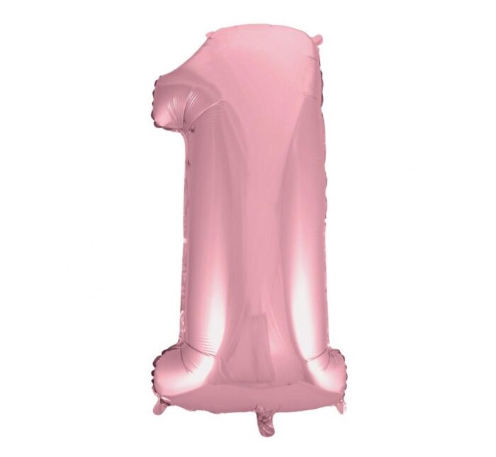 Balão Foil Número 1 Rosa Claro 92cm - Image 1
