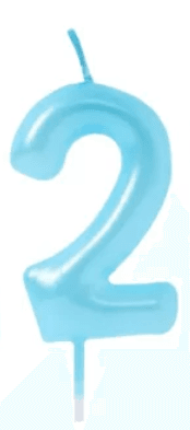 Vela Aniversário Azul Bebé Pequeno Número 2