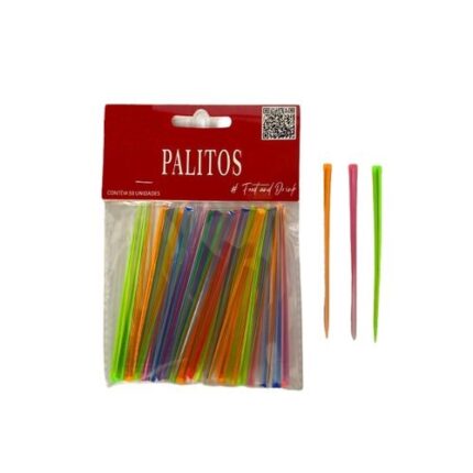 Palitos Mini Cores Plástico c/50