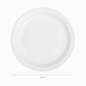 Prato Plástico Sobremesa Branco 17cm c/15