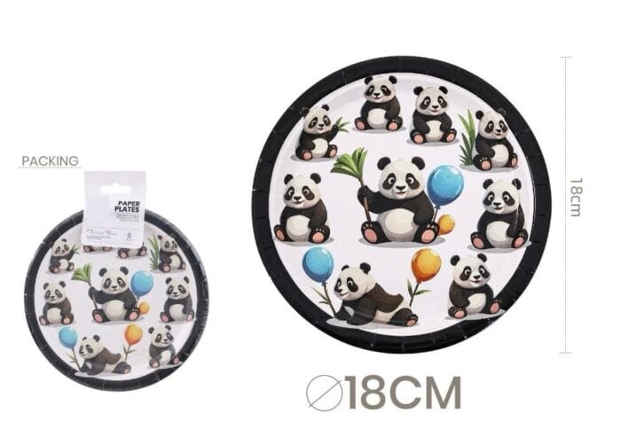 Pratos Papel Panda 18cm c/6 - Image 1