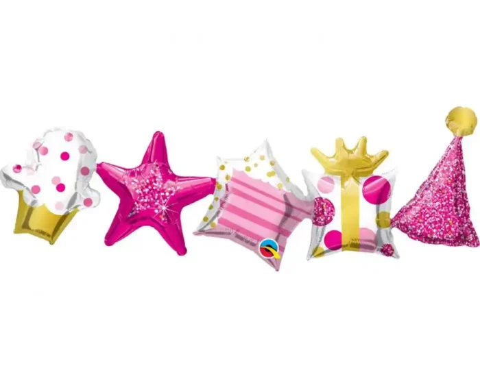Grinalda de Aniversário Rosa 104cm - Image 1