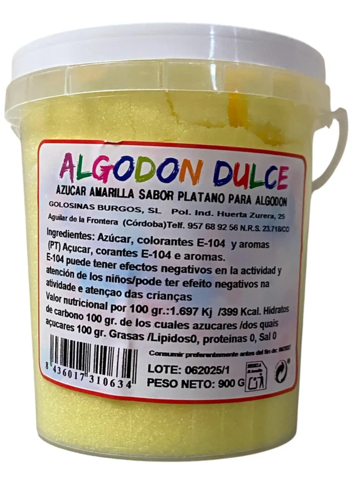 Açúcar Algodão Doce Amarelo Banana 900gr - Image 1
